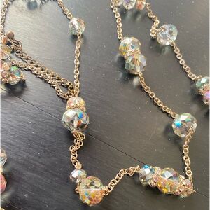 Very long crystal necklace